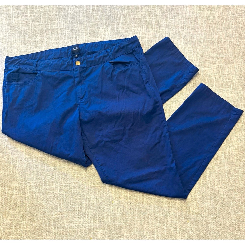 BLUE Saks Fifth Avenue Women's Blue Twill Stretch Pants L